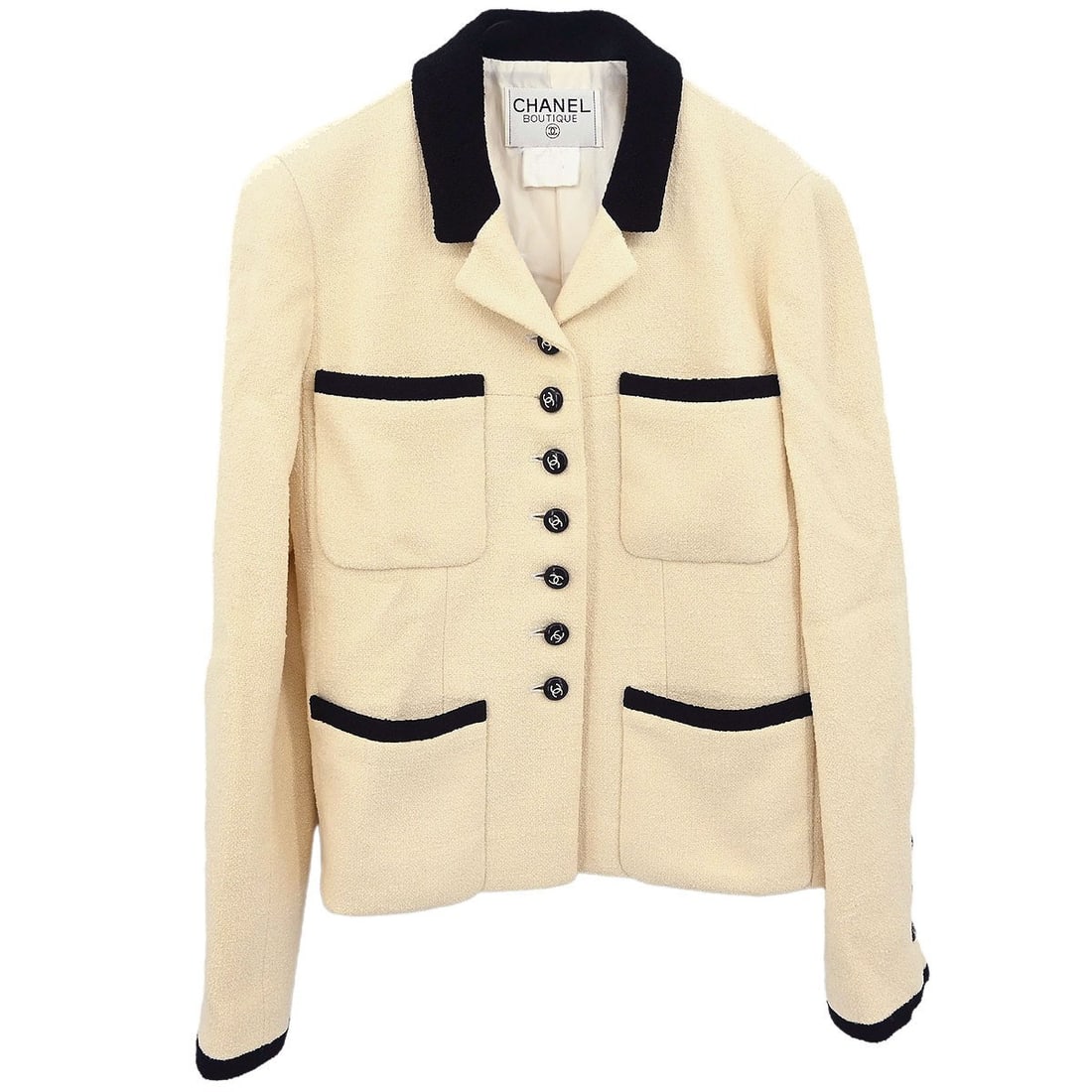 Chanel Vintage Off White Wool Nylon Jacket FR 42 (1 of 15)