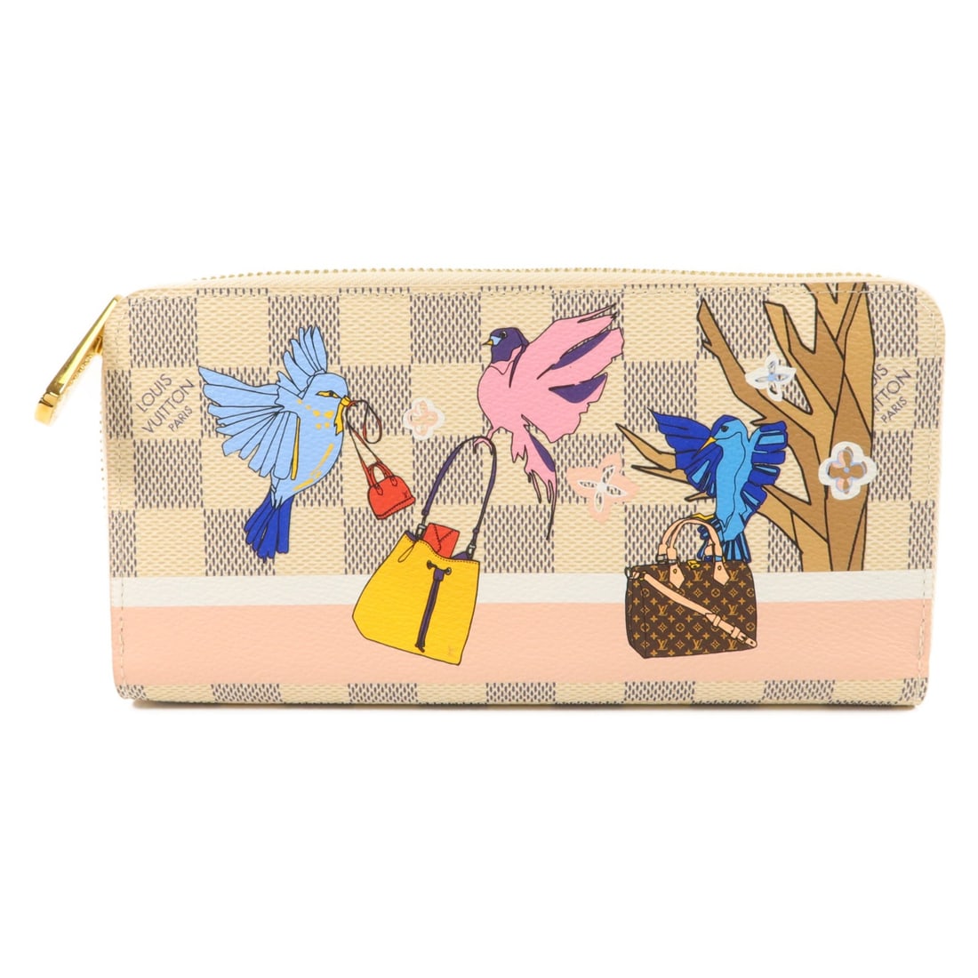 Louis Vuitton N60139 Zippy Wallet Damier Azur Playful Birds White: Louis Vuitton N60139 Zippy Wallet Damier Azur Playful Birds White Louis Vuitton Zippy Wallet in Damier Azur PVC coated canvas, featuring the Playful Birds design. It is a women's regular-size around l