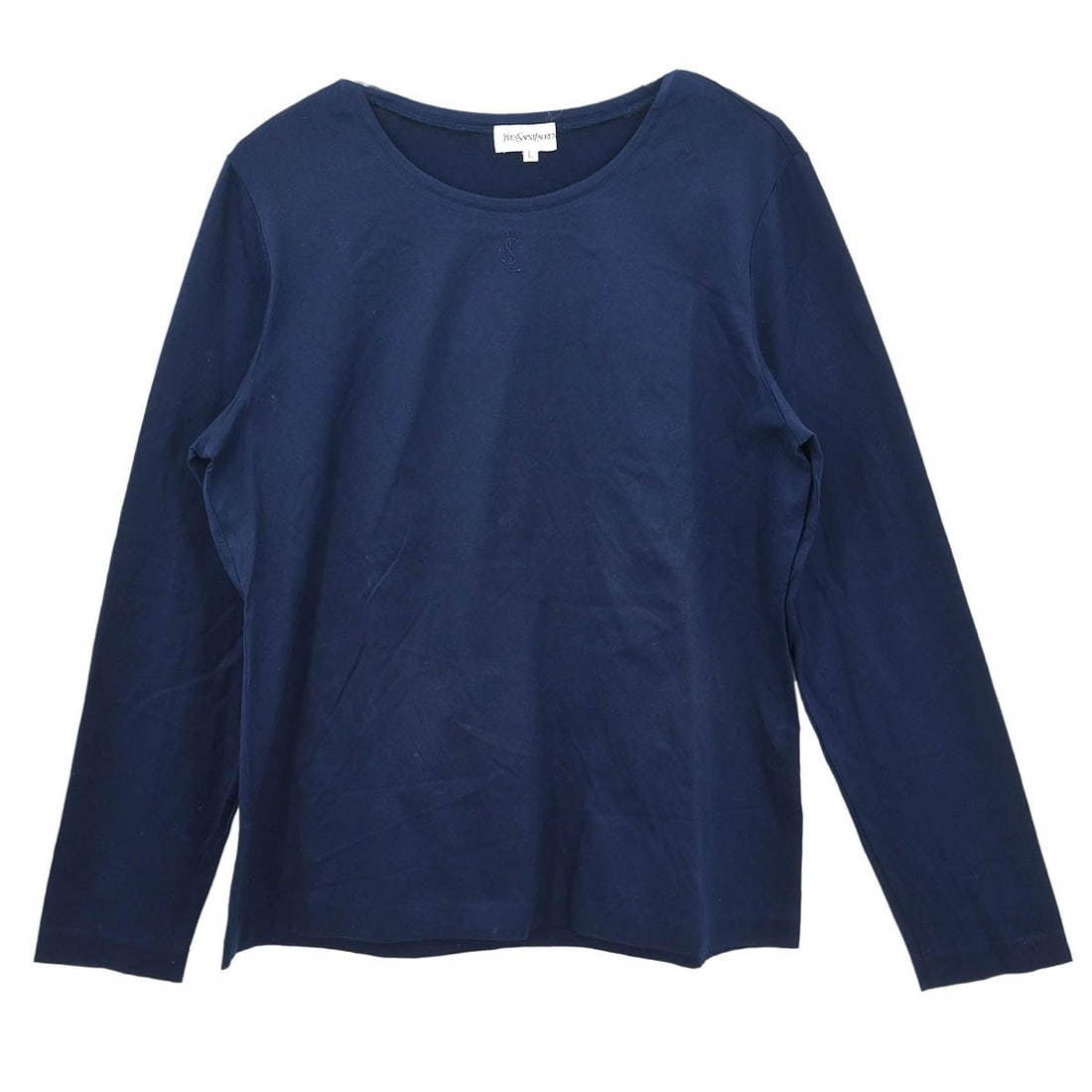 Yves Saint Laurent Navy Cotton Long Sleeve T Shirt Size L: Yves Saint Laurent Navy Cotton Long Sleeve T Shirt Size L Yves Saint Laurent women's navy long-sleeve T-shirt top in 100% cotton with a regular fit and round neckline. Made in Japan, this basic casual