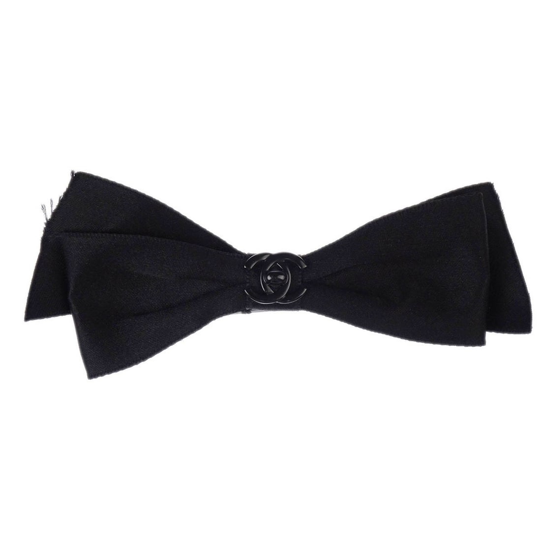 CHANEL Turnlock Bow Barrette Black Satin Hair Accessory (1 of 4)