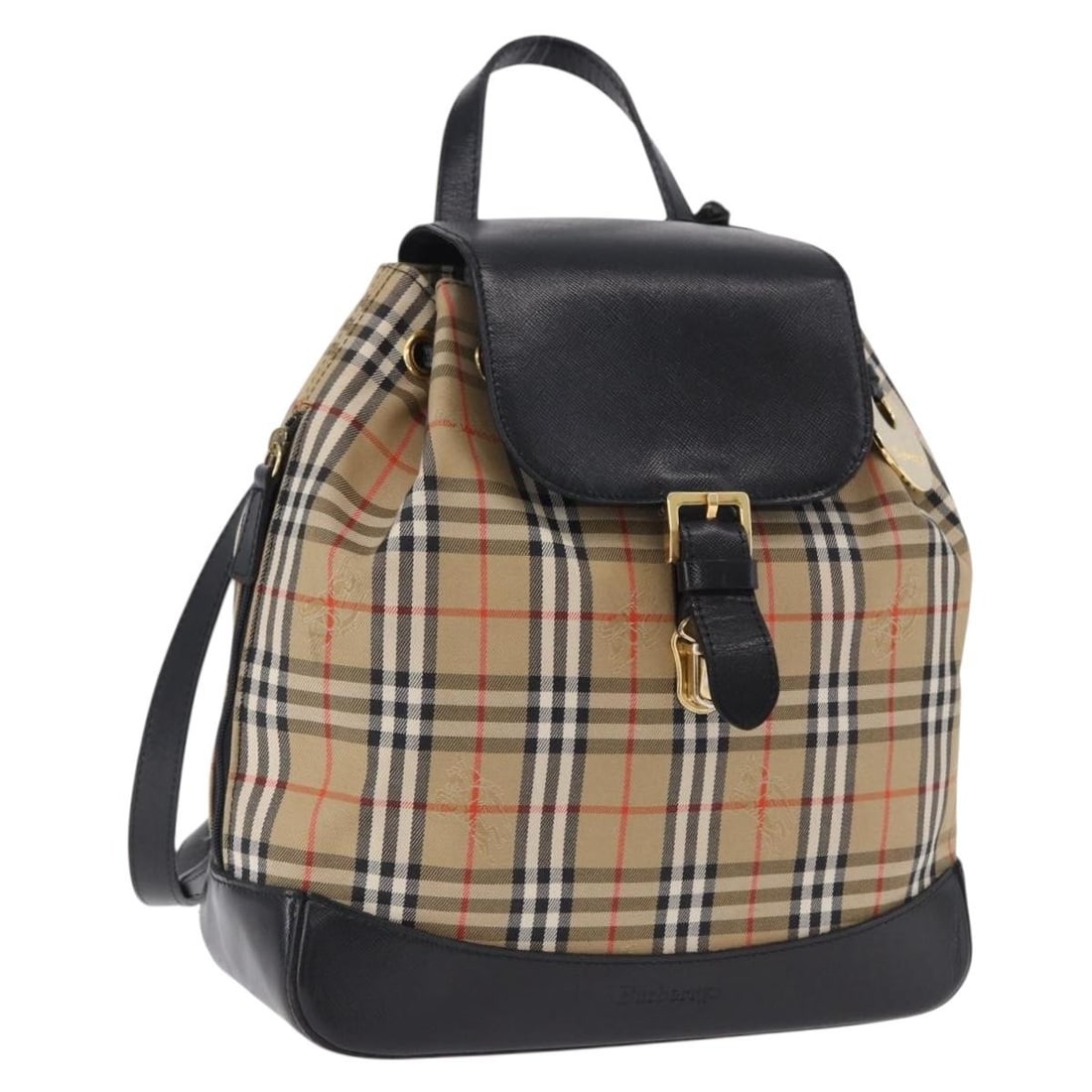 Burberrys Canvas Backpack in Beige with Gold Tone Nova Check (1 of 18)