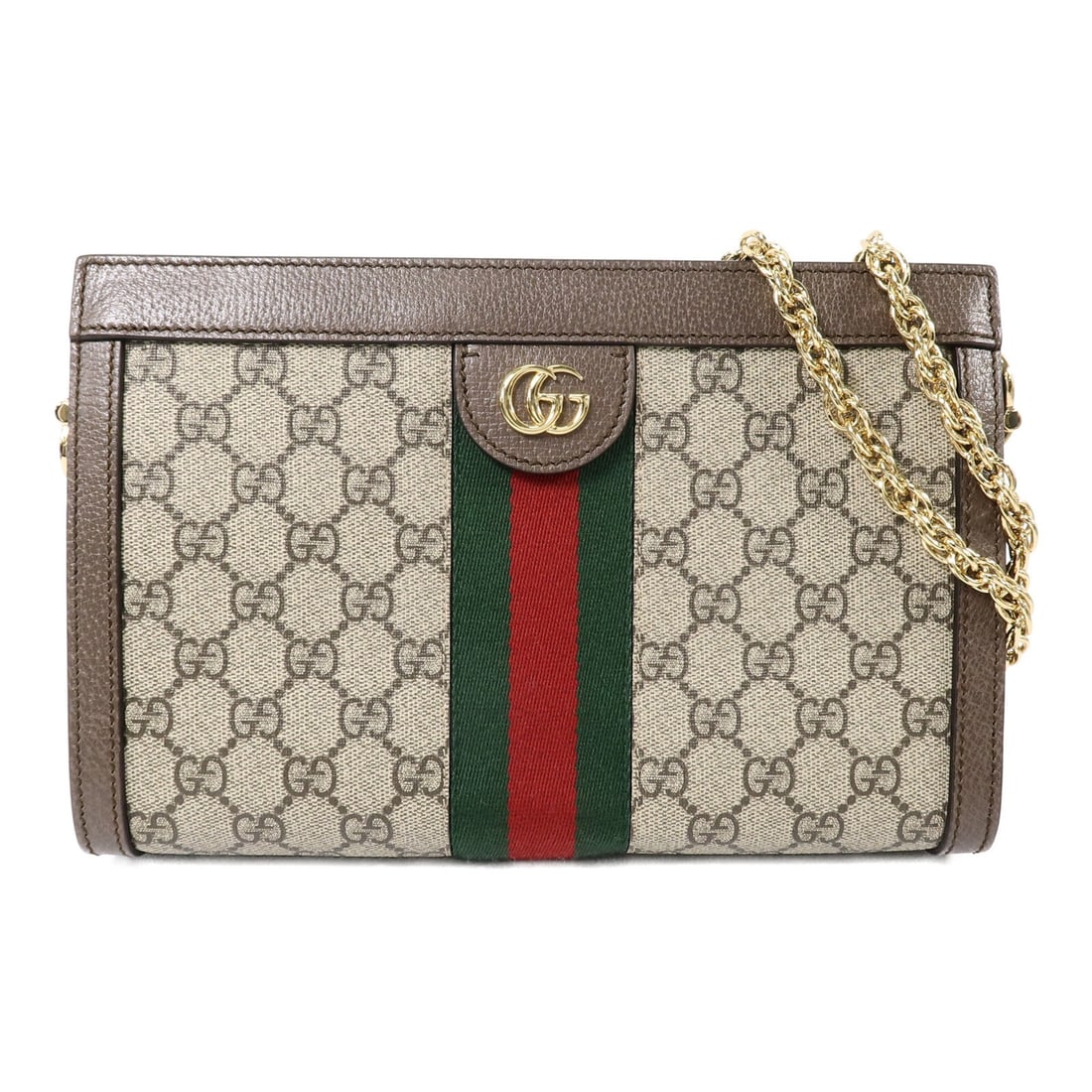 Gucci Ophidia 503877 chain shoulder bag in brown coated canvas (1 of 14)