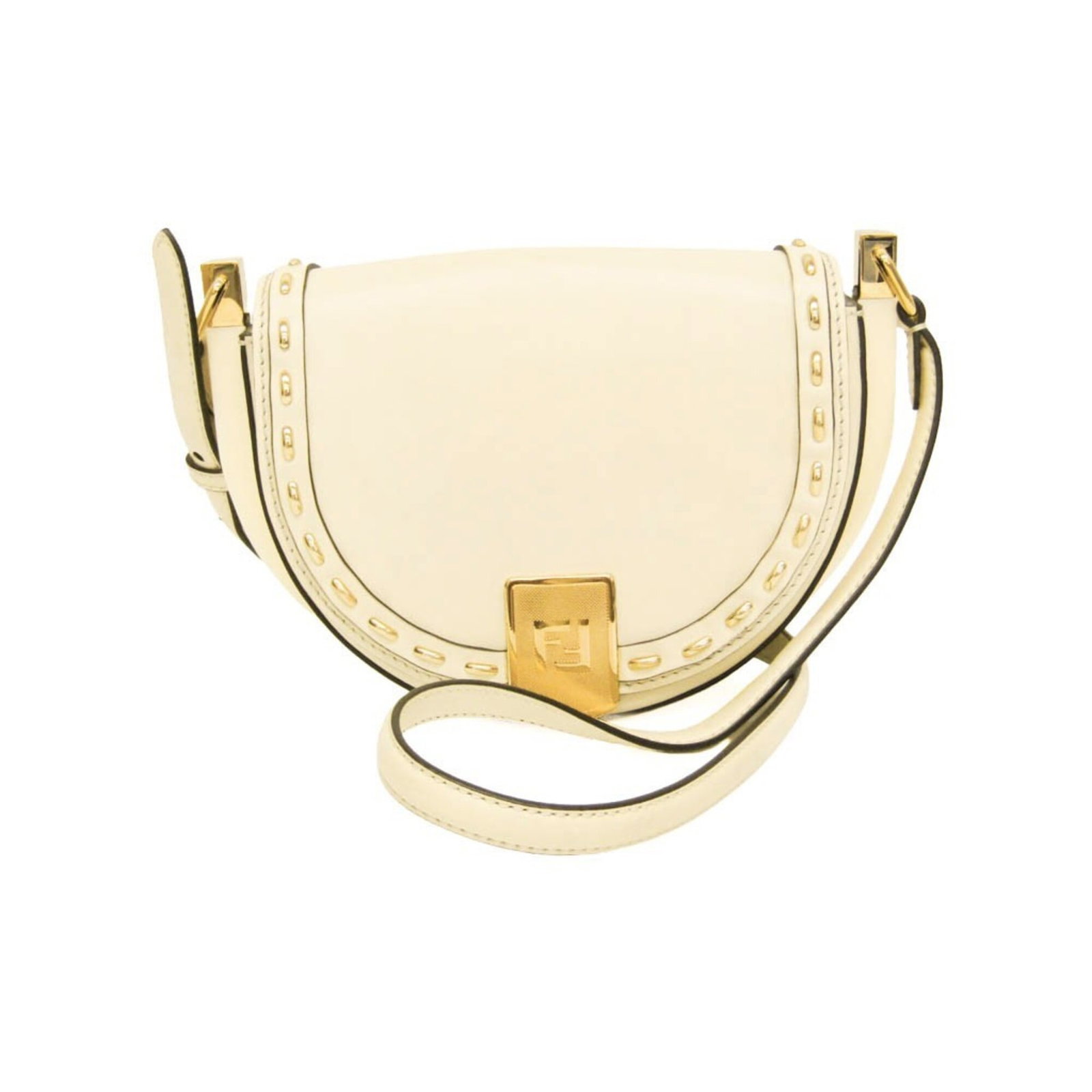 Fendi Moonlight Flap White Leather Handbag 21cm x 13.5cm x 7cm (1 of 18)