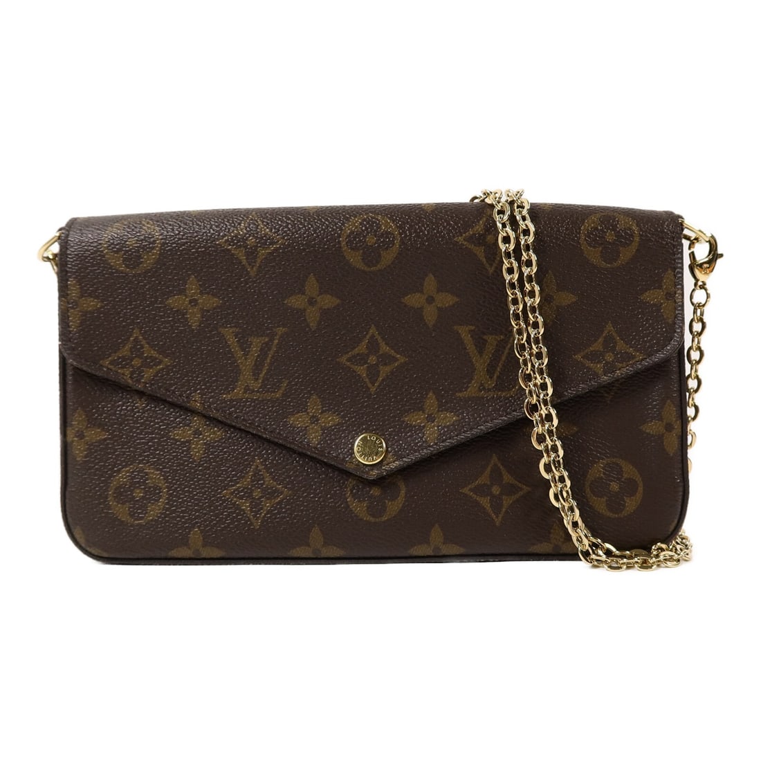 Louis Vuitton Pochette Felicie Monogram Shoulder Bag M61276 Brown: Louis Vuitton Pochette Felicie Monogram Shoulder Bag M61276 Brown Louis Vuitton Pochette Felicie Chain Shoulder Bag in brown Monogram and PVC coated canvas, model M61276. This women's shoulder bag fea