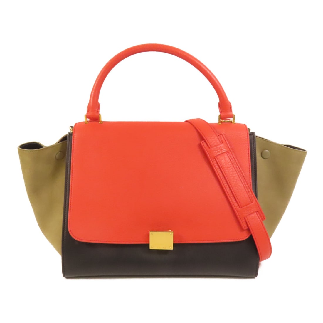 CELINE Trapeze 2 Way Shoulder Bag Black Calfskin Suede: CELINE Trapeze 2 Way Shoulder Bag Black Calfskin Suede This Celine Trapeze 2-way shoulder bag is crafted from black calfskin leather and suede. Designed for women, it features a versatile style that c