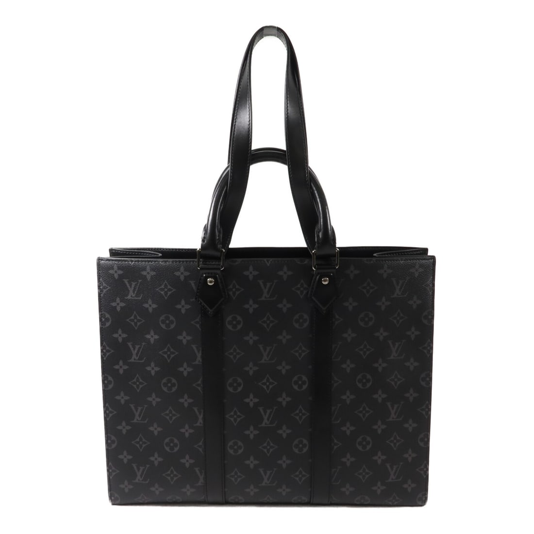 Louis Vuitton Sac Plat 24H M47059 Monogram Eclipse 2 Way Bag: Louis Vuitton Sac Plat 24H M47059 Monogram Eclipse 2 Way Bag Louis Vuitton Sac Plat 24H 2-way shoulder bag in Monogram Eclipse coated canvas. This men's bag features a black and grey colorway, structu
