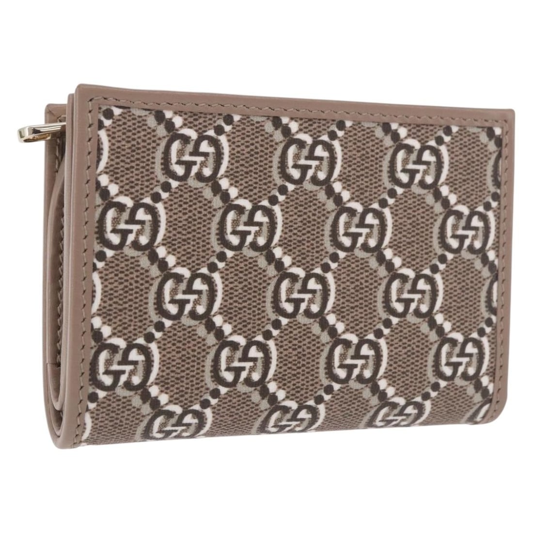 GUCCI 795060 GG Supreme PVC Leather Wallet Beige Gold: GUCCI 795060 GG Supreme PVC Leather Wallet Beige Gold Gucci wallet in beige and gold GG canvas with PVC leather trim. Made in Italy, this women's wallet includes the dust bag and item box. Condition i