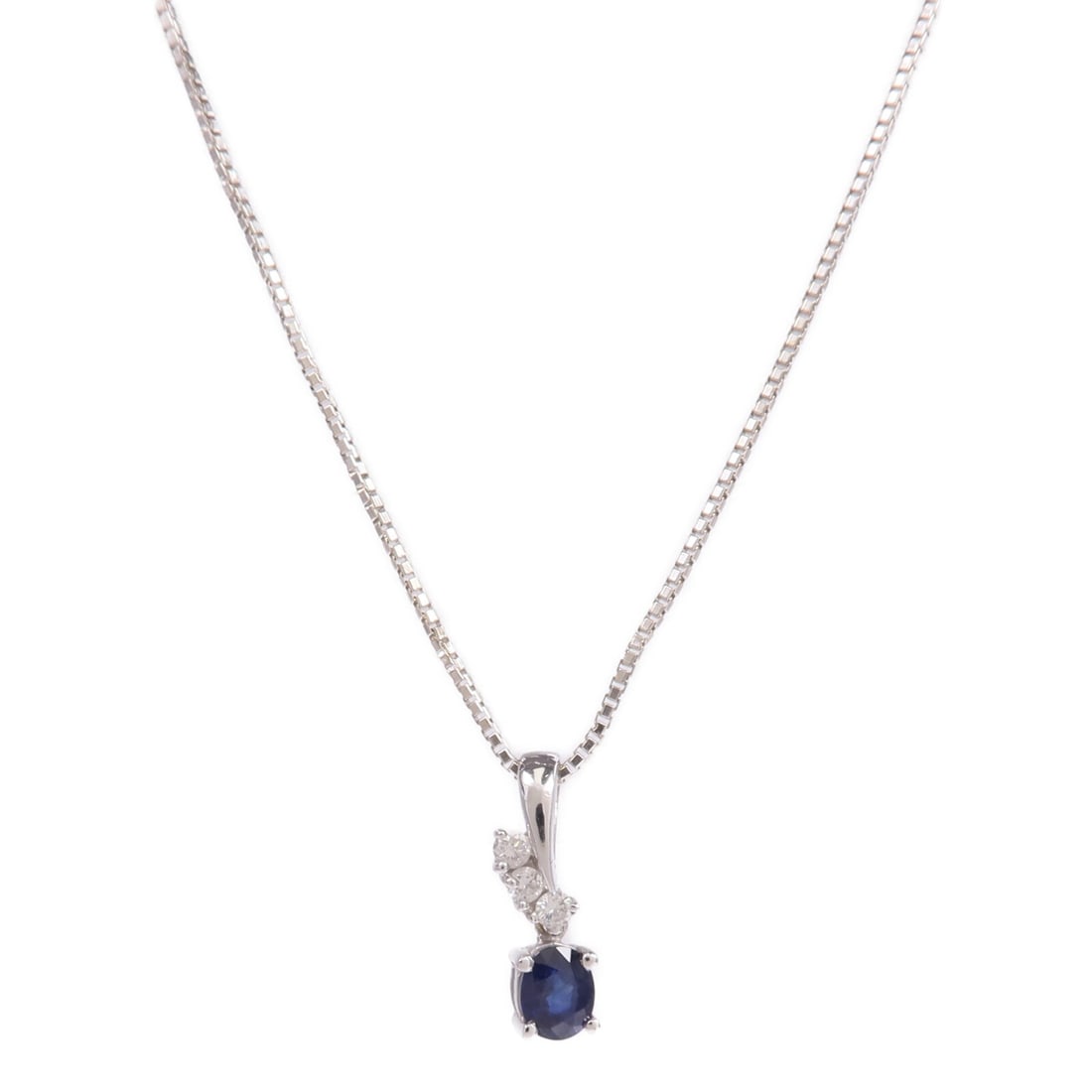 18K White Gold Necklace with Sapphire and Diamond (1 of 10)