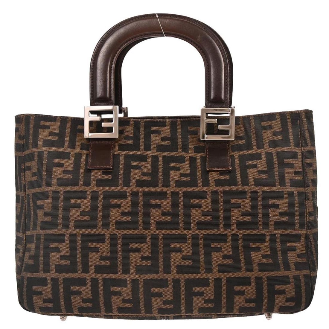 Fendi Zucca Canvas Leather Tote Bag Brown Italy: Fendi Zucca Canvas Leather Tote Bag Brown Italy Fendi Zucca tote handbag in brown canvas and leather with double handles, magnetic closure, logo accents, and an interior zipper pocket. Made in Italy, 