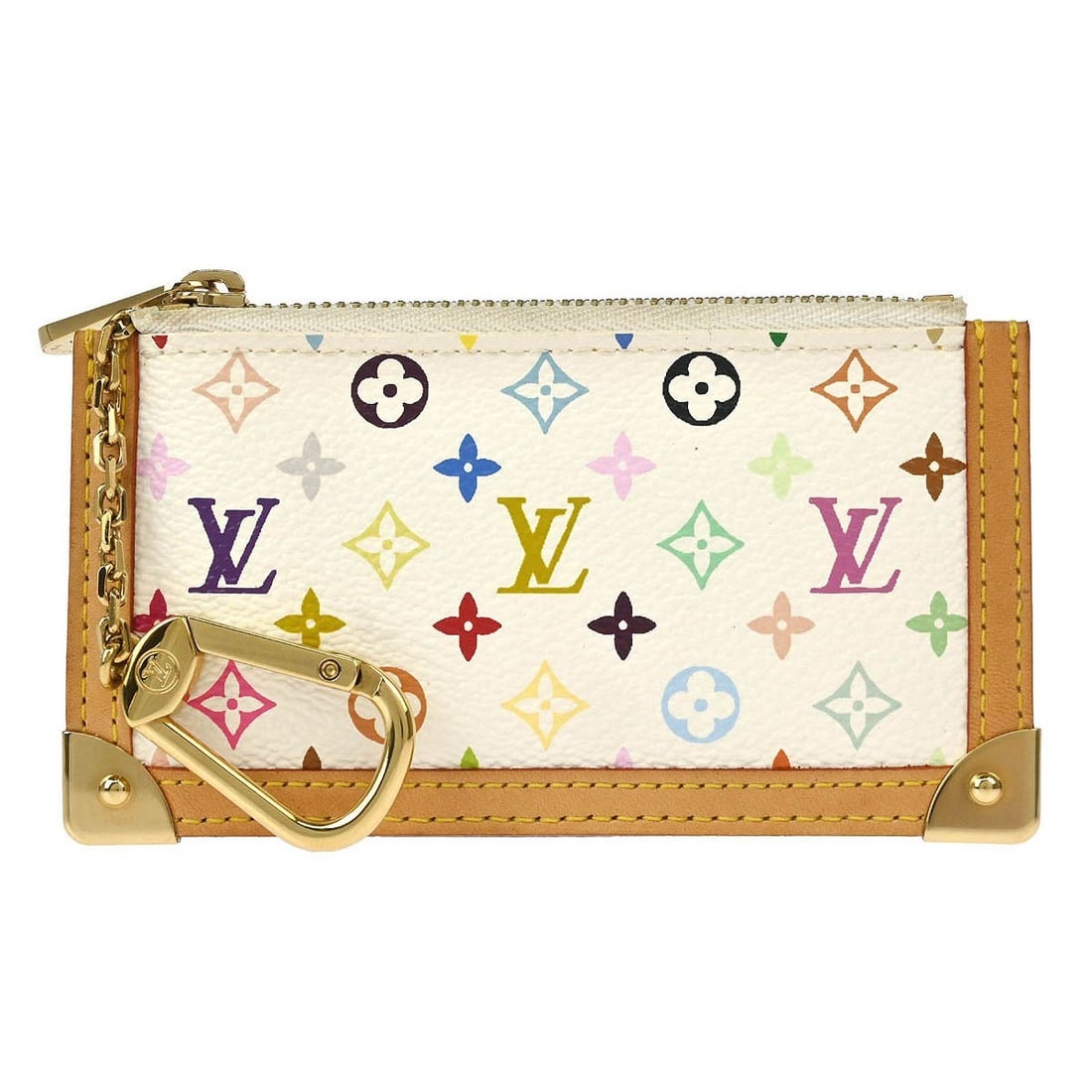 Louis Vuitton Pochette Cles M92655 White Multicolor Coin Purse (1 of 7)