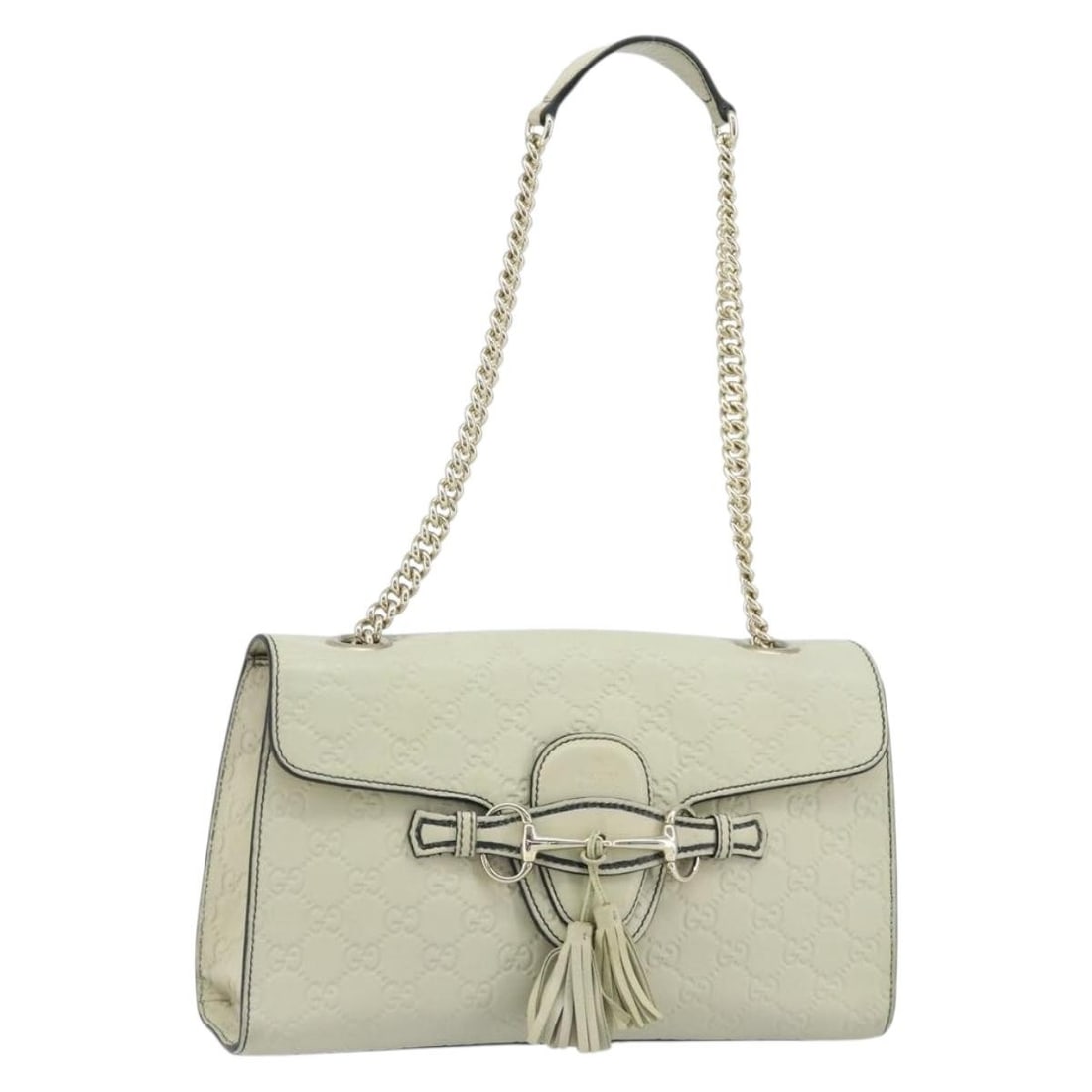 Gucci 295402 Guccissima GG Canvas Horsebit Chain Shoulder Bag: Gucci 295402 Guccissima GG Canvas Horsebit Chain Shoulder Bag Gucci shoulder bag from the 295402 line in beige and gold GG canvas with leather trim. This women's bag is made in Italy and features hors