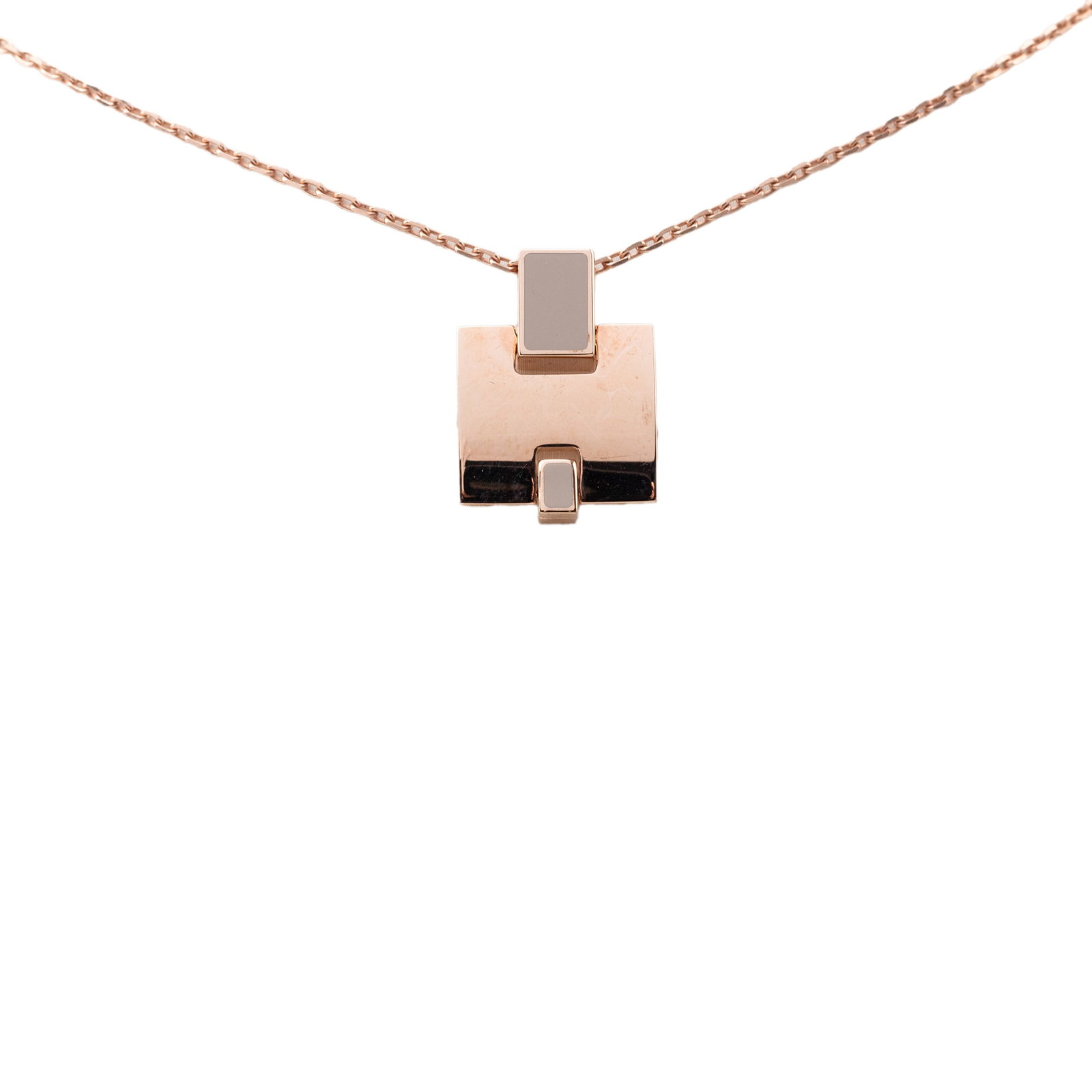 Hermes Eileen pendant necklace gold tone metal enamel (1 of 6)