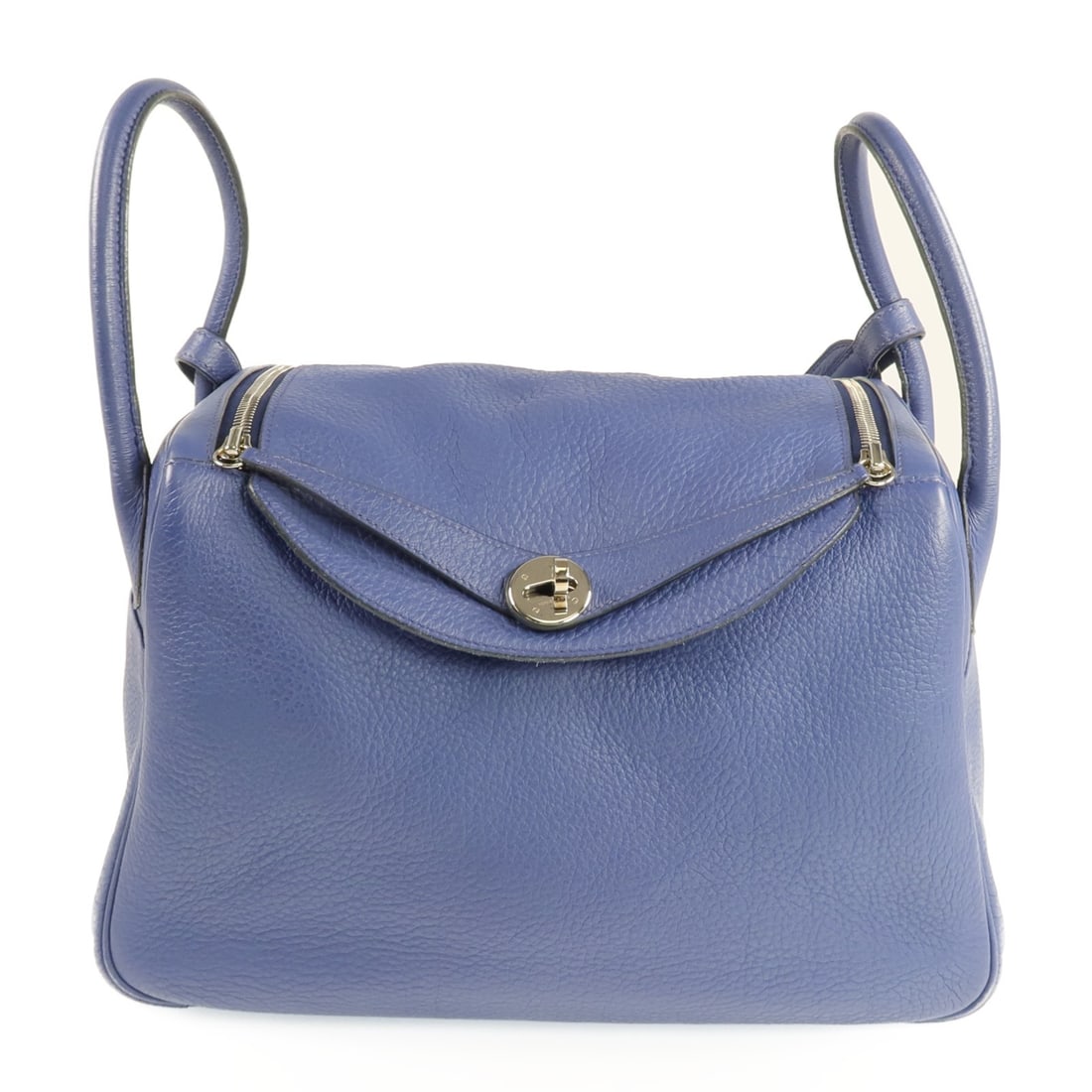 Hermes Lindy 30 Blue Taurillon Clemence Leather Shoulder Bag PHW: Hermes Lindy 30 Blue Taurillon Clemence Leather Shoulder Bag PHW This Hermes Lindy 30 shoulder bag is crafted in Taurillon Clemence leather with calfskin details and finished in blue. It features a sh