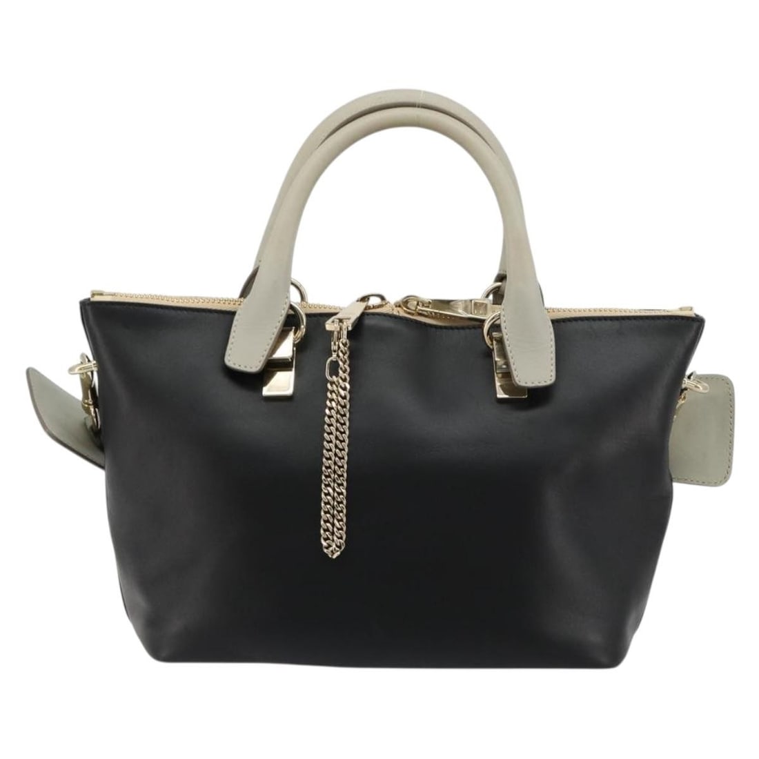 Chloe Baylee Satchel Bicolor Leather Handbag Black: Chloe Baylee Satchel Bicolor Leather Handbag Black Chloe Bicolor Baylee Satchel in black leather. This satchel is made in Italy and remains in very good overall condition. It shows some loss of shape,