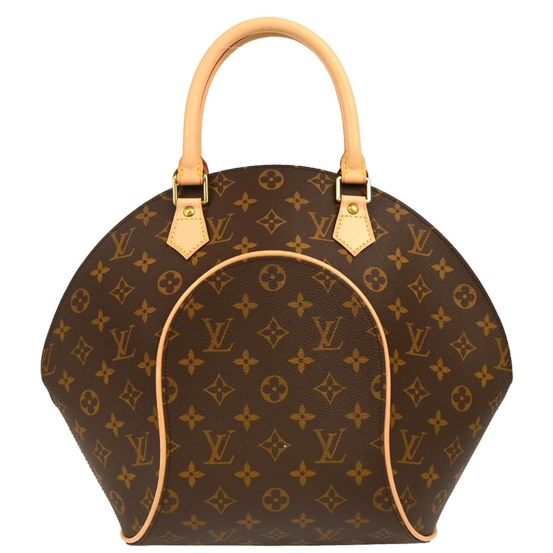 Louis Vuitton Ellipse MM Monogram Canvas Brown Double Handle Bag: Louis Vuitton Ellipse MM Monogram Canvas Brown Double Handle Bag Louis Vuitton Ellipse MM handbag in brown Monogram canvas with leather trim and double handles. This women's handbag features a zip clo