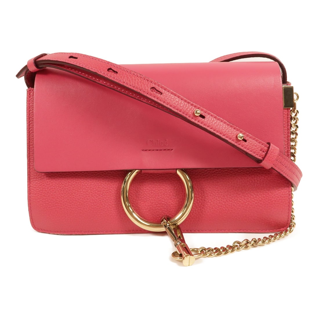 Chloe Faye Pink Calfskin Shoulder Bag for Women: Chloe Faye Pink Calfskin Shoulder Bag for Women Chloe Faye shoulder bag in pink calfskin leather with a magnetic pocket and one interior open pocket. Made in Italy, this women's shoulder bag includes 
