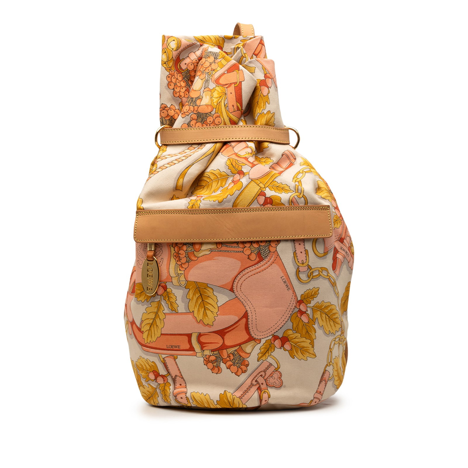 LOEWE Botanical Canvas Backpack with Leather Trim Beige (1 of 8)