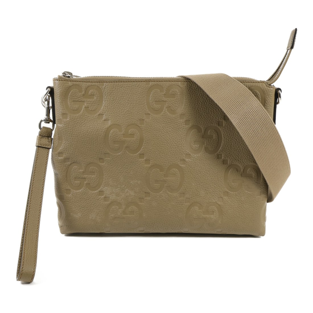 Gucci 696009 Jumbo GG Lambskin 2way Messenger Shoulder Bag Beige (1 of 13)