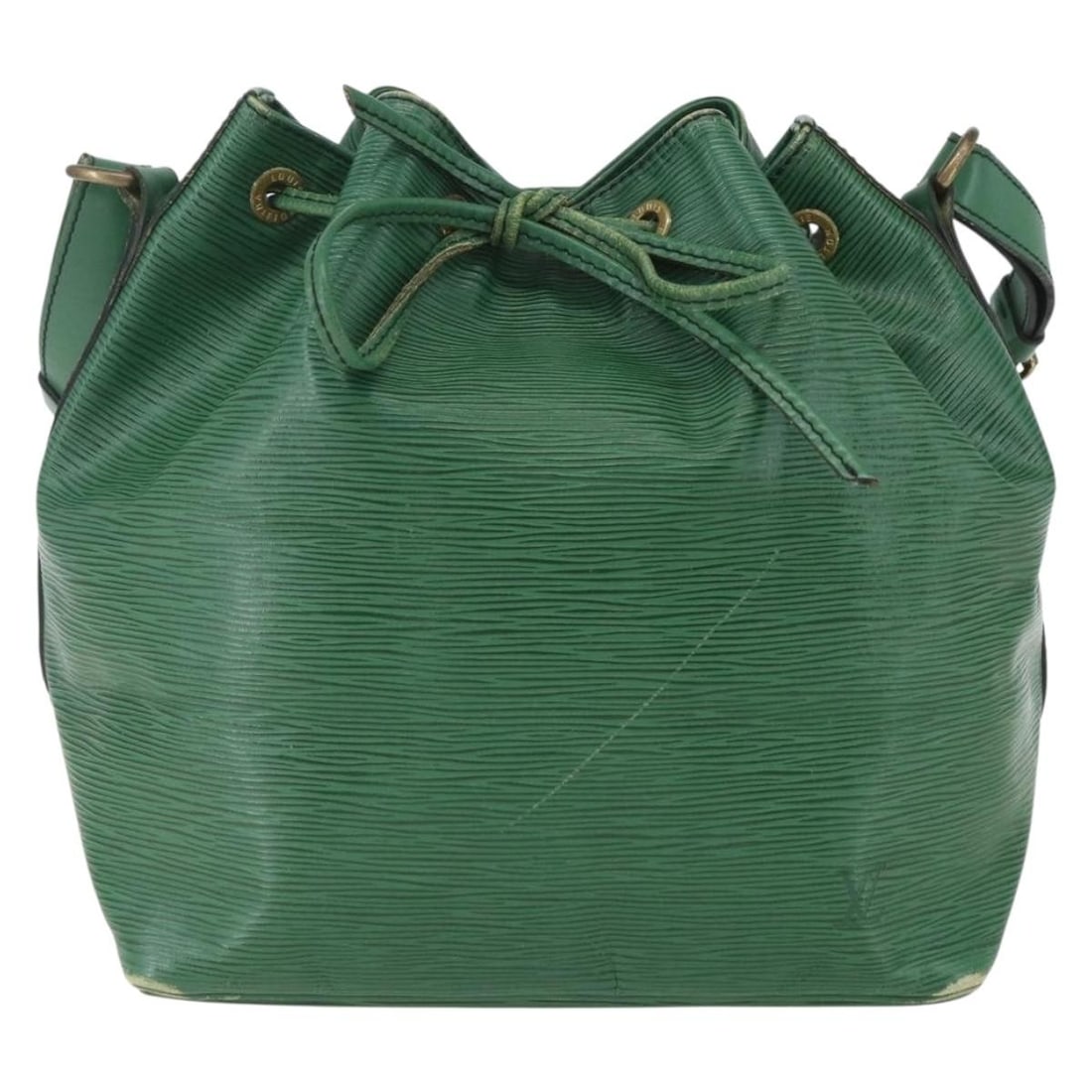 Louis Vuitton Petit Noe Green Epi Leather Bucket Bag: Louis Vuitton Petit Noe Green Epi Leather Bucket Bag This Louis Vuitton Petit Noe handbag is crafted from green Epi leather and designed for women. Made in France, it features a classic bucket silhoue
