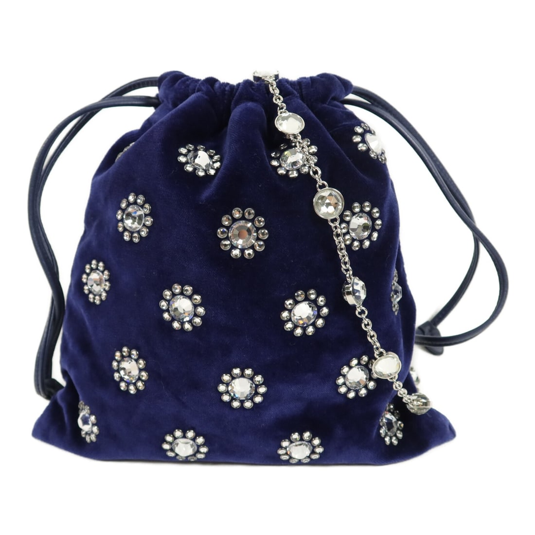Miu Miu blue velvet shoulder bag with chain strap SHW: Miu Miu blue velvet shoulder bag with chain strap SHW Miu Miu chain shoulder bag in blue velvet with a compact silhouette and interior open pocket. Includes a storage bag and shoulder strap. Condition