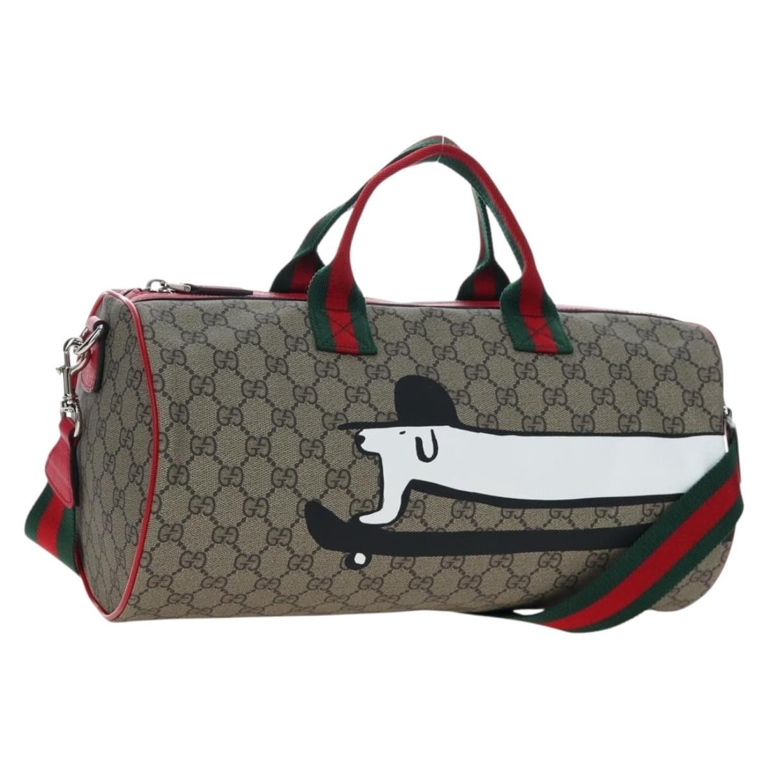 GUCCI 793849 GG Supreme Ewan Roberts 2way Boston Bag: GUCCI 793849 GG Supreme Ewan Roberts 2way Boston Bag Gucci GG Supreme Children's Dog Bag 2-way Boston bag in beige and silver PVC leather with GG canvas. Made in Italy, this bag includes the item box 