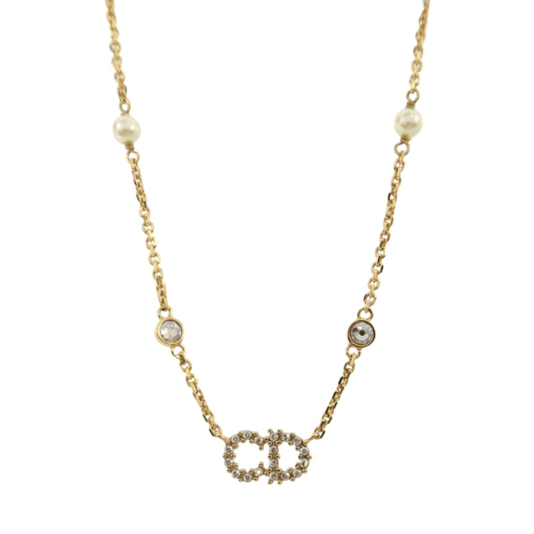 Dior Clair D Lune CD Necklace Gold Tone Metal: Dior Clair D Lune CD Necklace Gold Tone Metal Christian Dior Clair D Lune necklace in gold-tone metal with the CD motif. Includes the storage box and storage bags. Condition is AB: Very Good. Specific