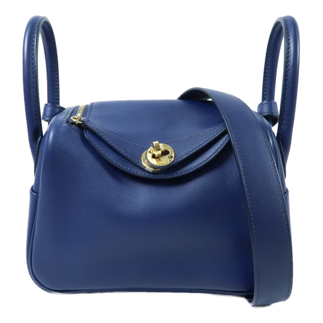Hermes Mini Lindy 2 Way Bag Bleu Encre Swift Leather (1 of 16)