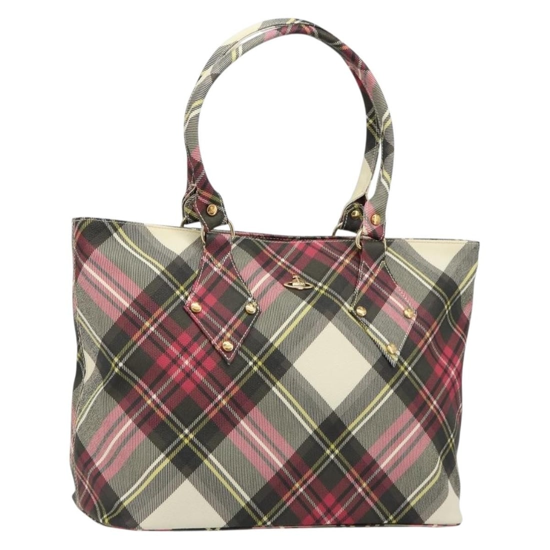 Vivienne Westwood Pink Gold PVC Leather Tote Bag with Dust Bag: Vivienne Westwood Pink Gold PVC Leather Tote Bag with Dust Bag Vivienne Westwood tote bag in pink and gold PVC leather, made in Italy. This women's bag features a tote style with a handle drop of appr