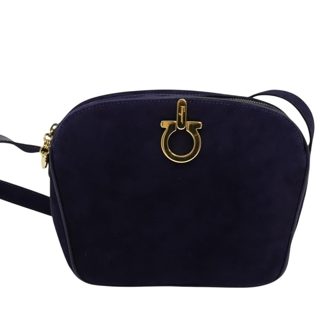 Salvatore Ferragamo Gancini purple suede shoulder bag: Salvatore Ferragamo Gancini purple suede shoulder bag Salvatore Ferragamo Gancini suede handbag in purple, designed for women and made in Italy. It features a vintage good condition with honest wear, 