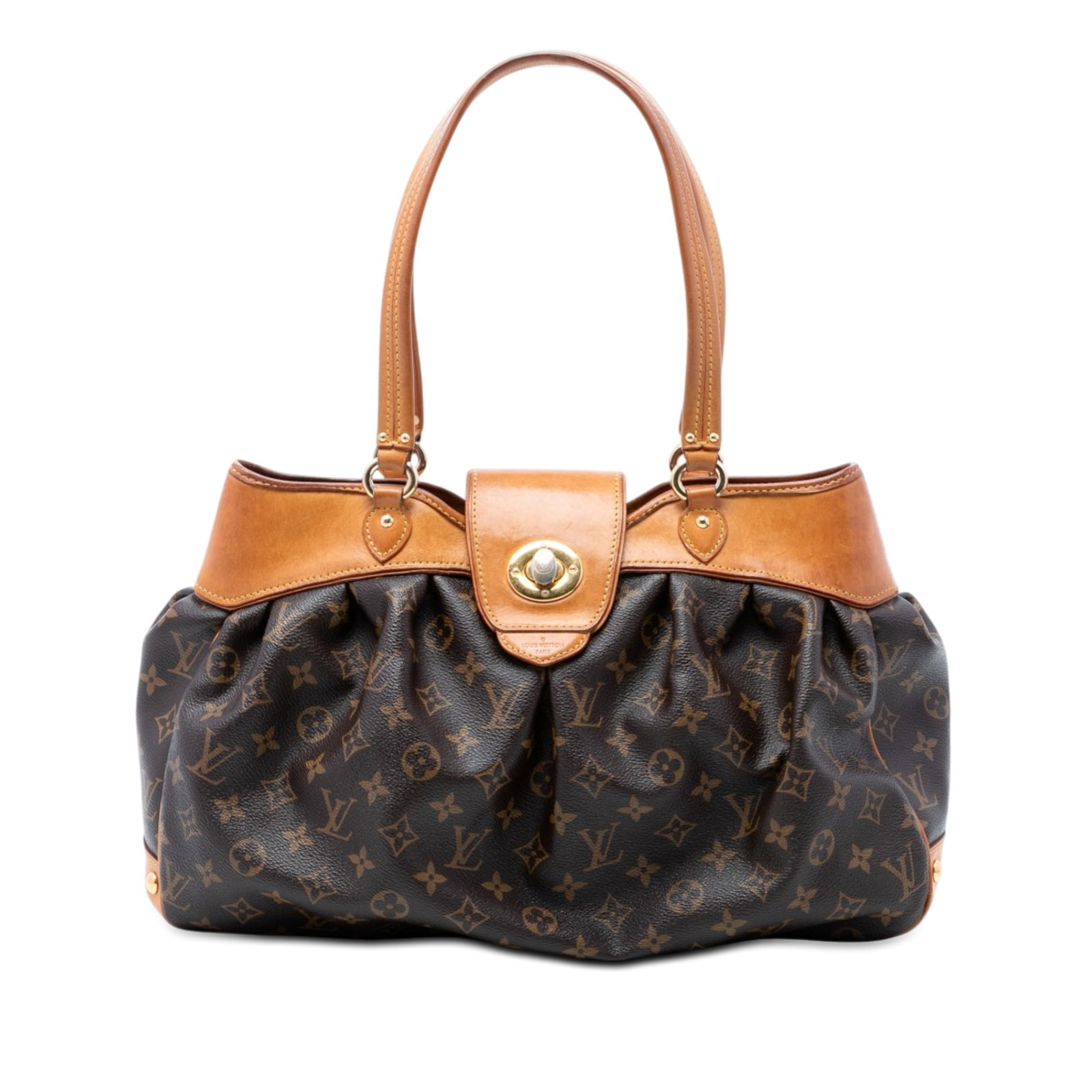 Louis Vuitton Boetie GM Monogram Canvas Tote Bag: Louis Vuitton Boetie GM Monogram Canvas Tote Bag This Louis Vuitton Monogram Boetie GM features the iconic monogram canvas body complemented by vachetta leather trim and flat vachetta leather handles.