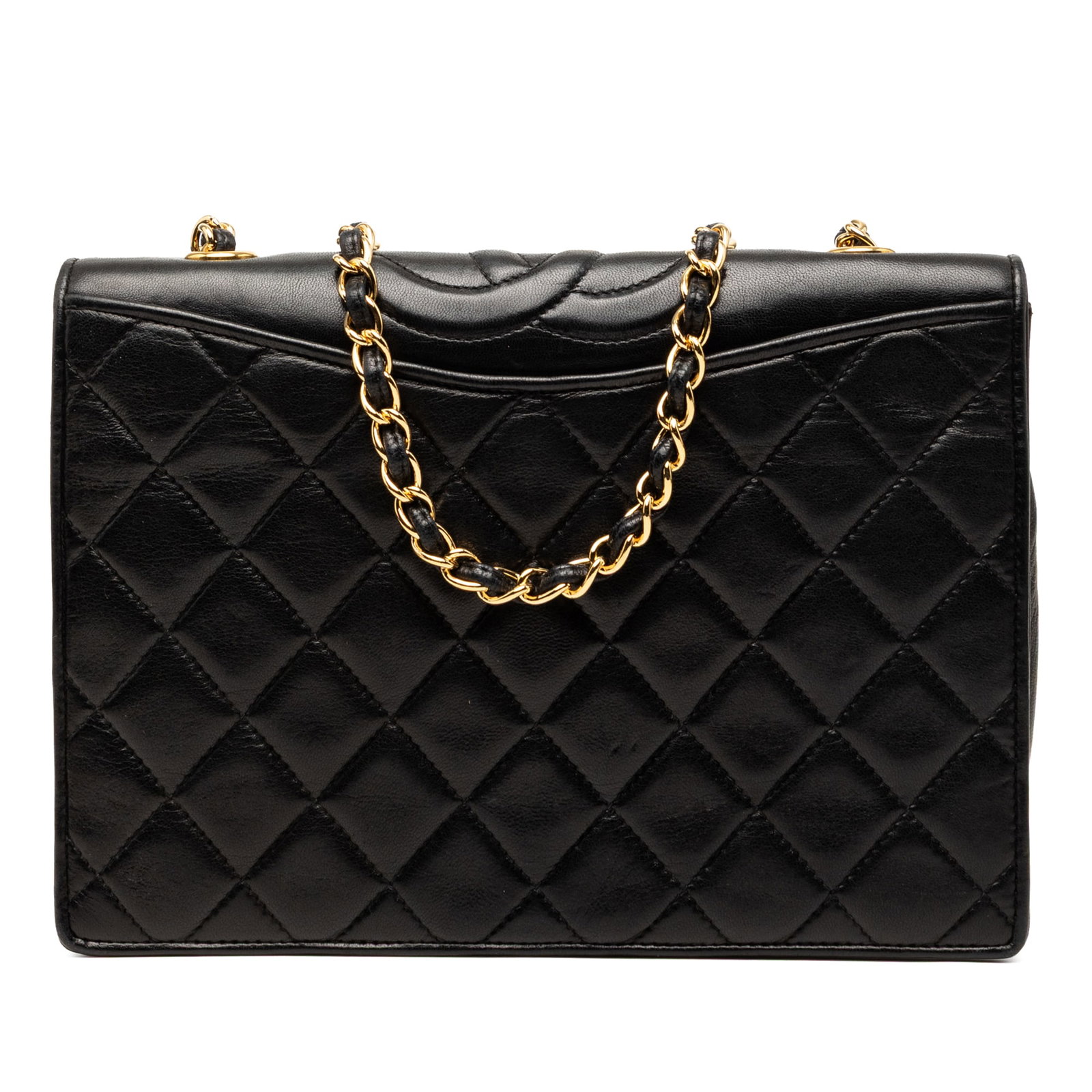 Chanel CC Full Flap Crossbody Bag Quilted Black Lambskin: Chanel CC Full Flap Crossbody Bag Quilted Black Lambskin Chanel CC Quilted Lambskin Full Flap Crossbody bag in black leather, made in Italy. It features a quilted lambskin leather body, a leather-wove