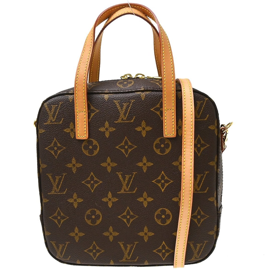 Louis Vuitton Spontini Monogram 2way Handbag with Strap M47500: Louis Vuitton Spontini Monogram 2way Handbag with Strap M47500 Louis Vuitton Monogram Spontini 2way shoulder handbag in brown monogram canvas and leather. This women's bag features a zip closure, top 