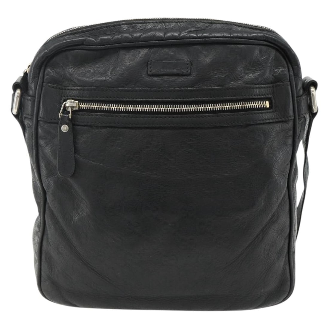 Gucci Front Zip Messenger Black Leather Shoulder Bag (1 of 18)