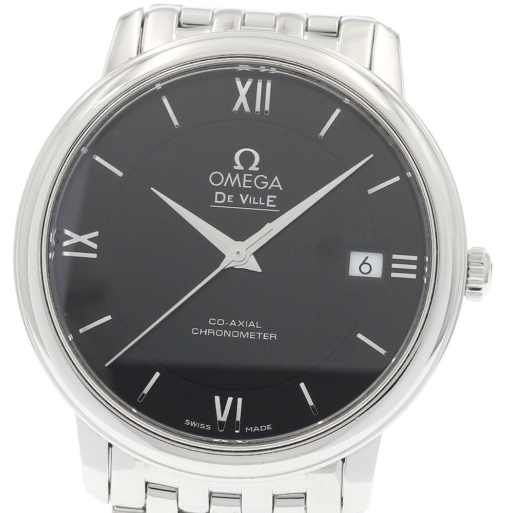 OMEGA De Ville Prestige 424.10.37.20.01.001 mens automatic wristwatch: OMEGA De Ville Prestige 424.10.37.20.01.001 mens automatic wristwatch Pre-owned OMEGA De Ville Prestige Co-Axial automatic men's wristwatch with a black dial, stainless steel case and stainless steel 