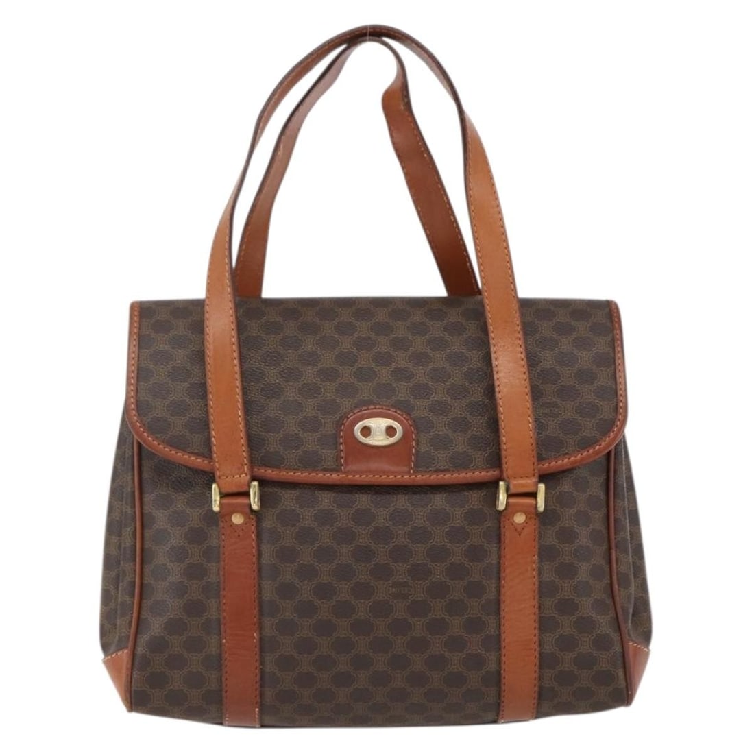 Celine Vintage Macadam Brown Canvas Leather Handbag Italy: Celine Vintage Macadam Brown Canvas Leather Handbag Italy Vintage Celine Macadam bag in brown canvas with leather trim. It is a female model made in Italy, measuring 27 cm x 23 cm x 8 cm. The item is 