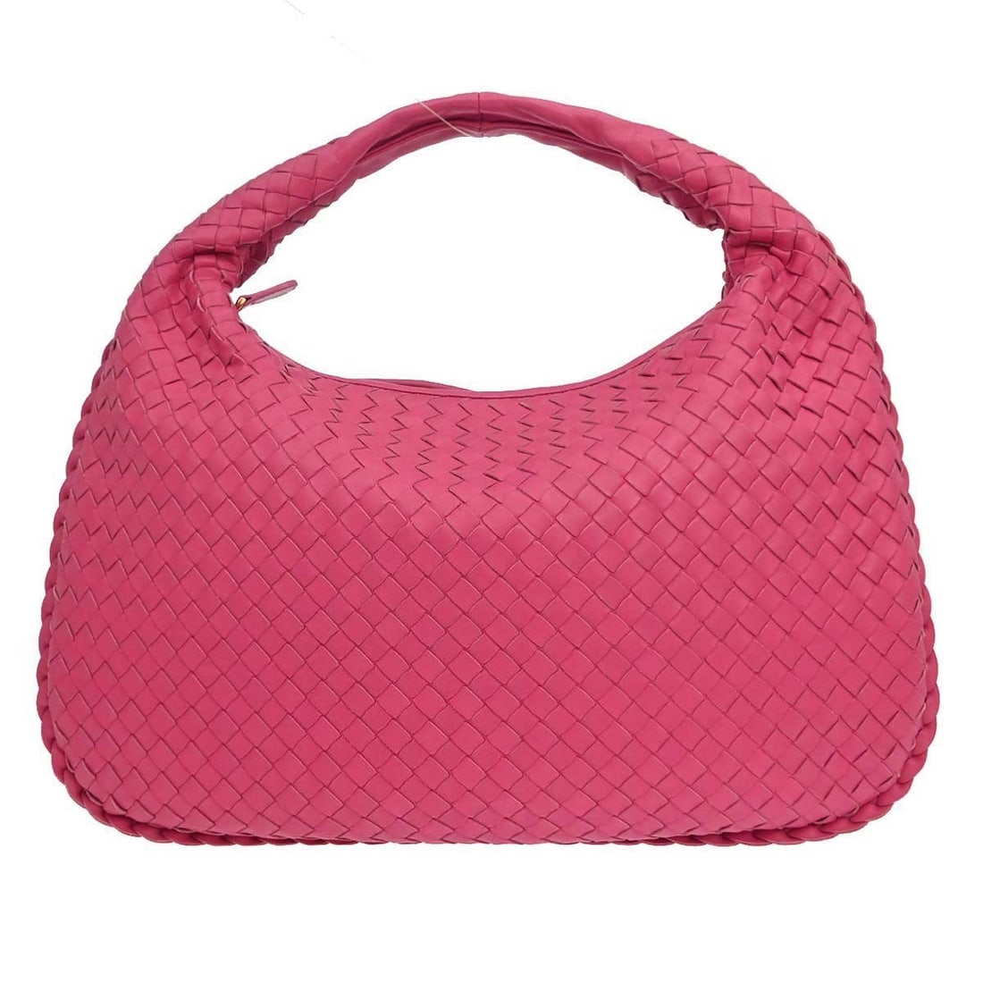 Bottega Veneta Intrecciato Pink Lambskin Hobo Bag Large: Bottega Veneta Intrecciato Pink Lambskin Hobo Bag Large Pink Bottega Veneta Intrecciato hobo handbag crafted in lambskin leather. This women's large hobo bag features a top handle, zip closure, and on