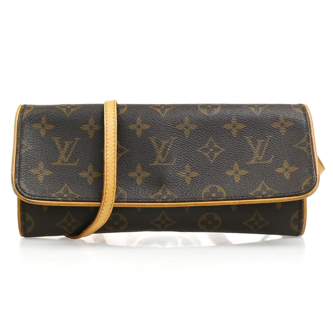 Louis Vuitton Twin Brown Monogram Canvas Shoulder Bag: Louis Vuitton Twin Brown Monogram Canvas Shoulder Bag This Louis Vuitton Twin Handbag features the iconic monogram canvas in a classic brown color. Designed for women, it offers a compact silhouette a