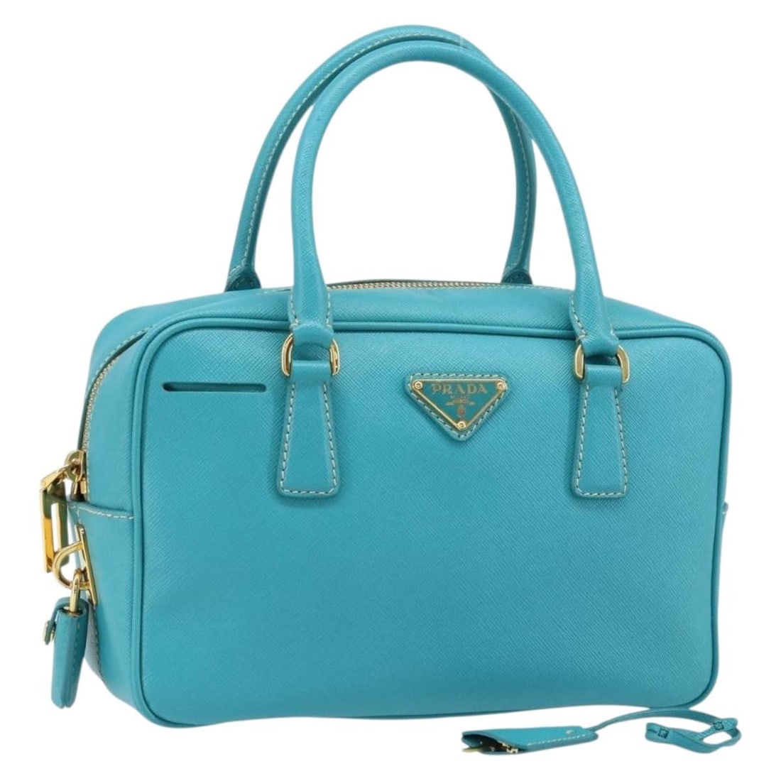 PRADA Saffiano Leather Hand Bag Emerald Green Gold Tone with Dust Bag (1 of 18)