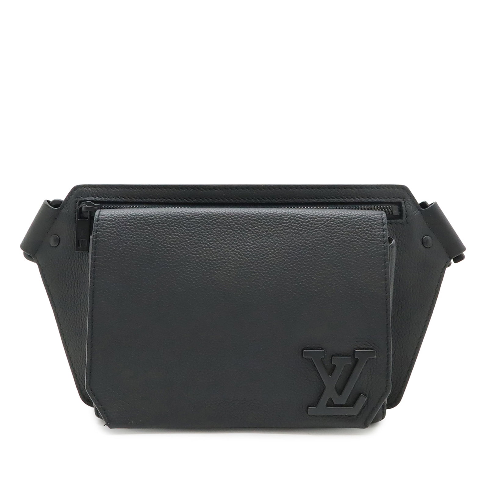 Black Leather Sling Bag Louis Vuitton Aerogram Takeoff: Black Leather Sling Bag Louis Vuitton Aerogram Takeoff Louis Vuitton Aerogram Takeoff Sling in black leather, made in France. This bag features an adjustable flat waist strap, an exterior front flap p