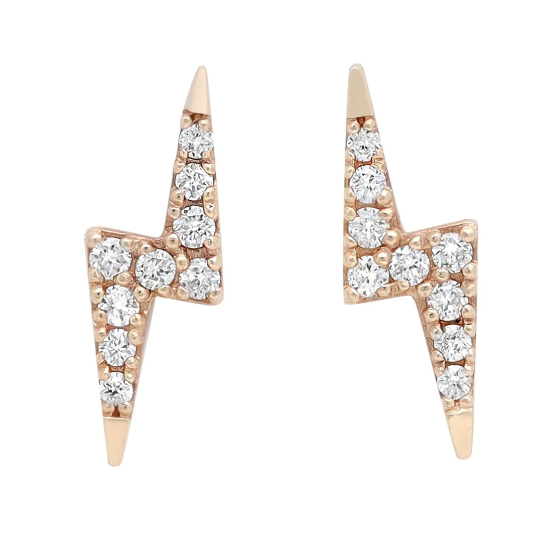 Rachel Koen 14K Yellow Gold Lightning Bolt Diamond Stud Earrings 0.10ctw (1 of 3)