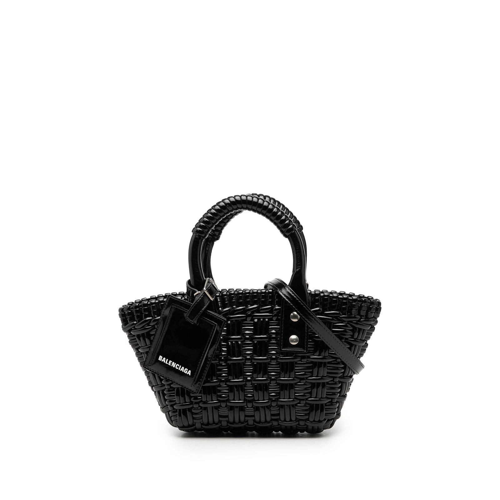Balenciaga XXS Faux Leather Bistro Basket Satchel Black (1 of 10)