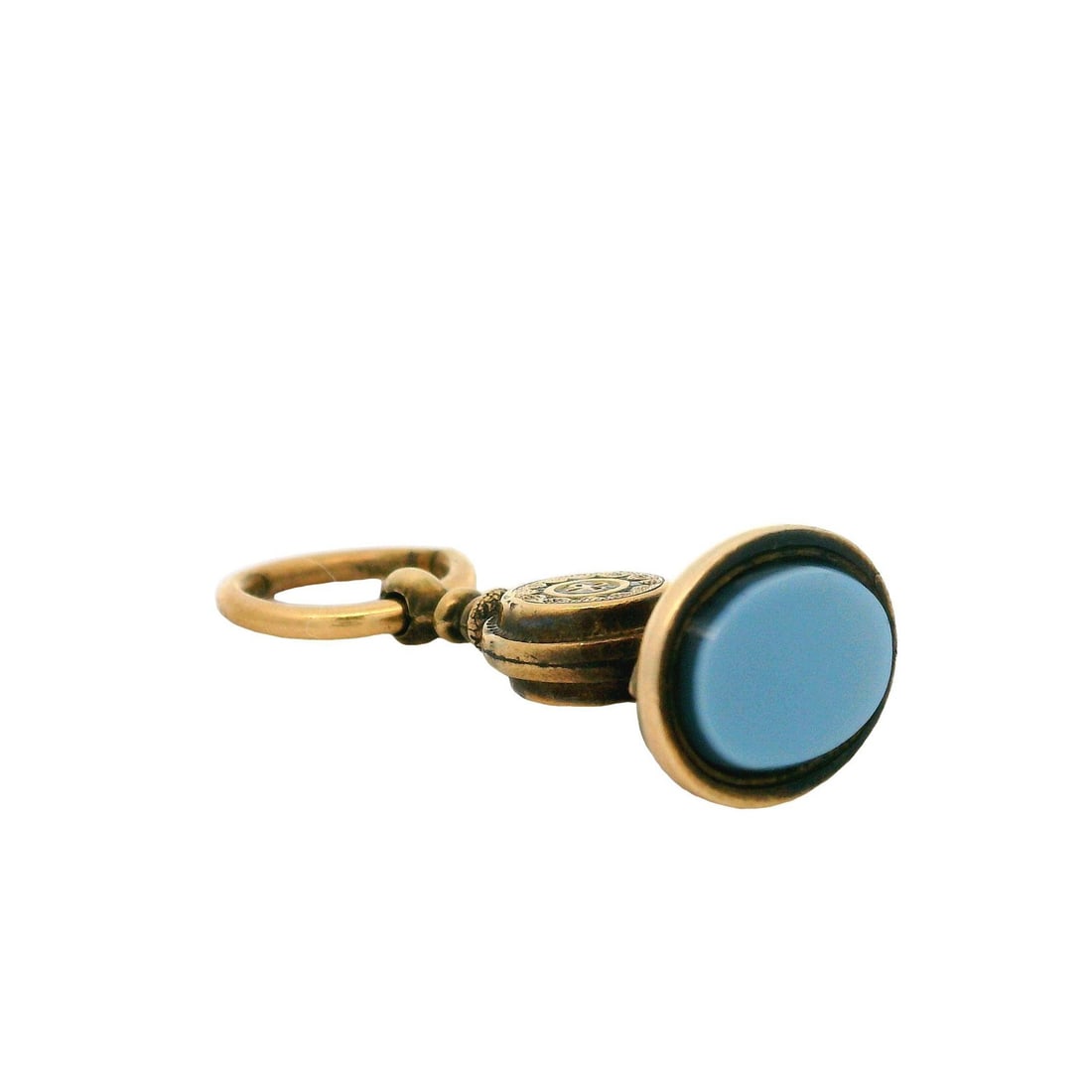 Antique 14k Yellow Gold Oval Agate Fob Seal Charm Pendant: Antique 14k Yellow Gold Oval Agate Fob Seal Charm Pendant This exquisite Antique Victorian charm features a stunning oval agate stone set in luxurious 14k yellow gold. The charm showcases two natural 