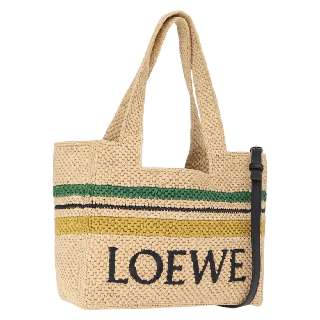 LOEWE 2way Beige Gold Wood Hand Bag with Strap: LOEWE 2way Beige Gold Wood Hand Bag with Strap LOEWE 2-way hand bag in beige and gold with a structured design and versatile carry options. Includes a shoulder strap and dust bag. Made in Spain. Condi