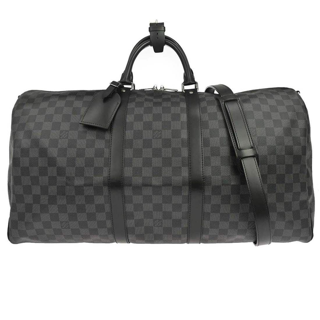 Louis Vuitton Keepall Bandouliere 55 Damier Graphite duffle N41413: Louis Vuitton Keepall Bandouliere 55 Damier Graphite duffle N41413 Vintage Louis Vuitton Keepall Bandouliere 55 duffle bag in Damier Graphite canvas with leather trim. This extra large unisex bag feat