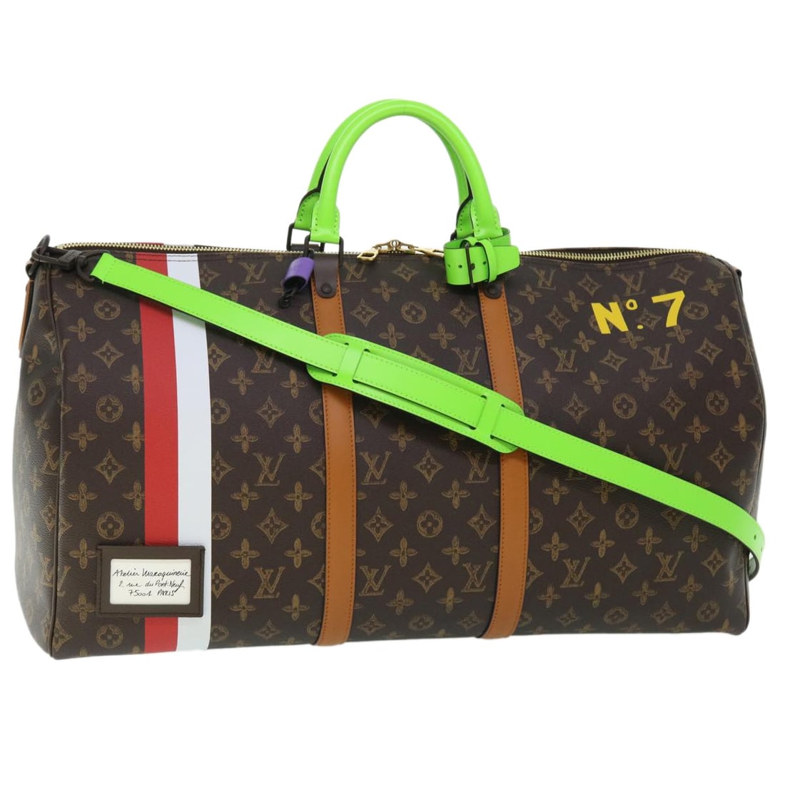 Louis Vuitton M59661 Keepall 55 Monogram Canvas Boston Bag: Louis Vuitton M59661 Keepall 55 Monogram Canvas Boston Bag This Louis Vuitton Keepall Bandouliere 55 from the Capsule Collection is a Boston bag crafted in Monogram Canvas with the Monogram color/patt