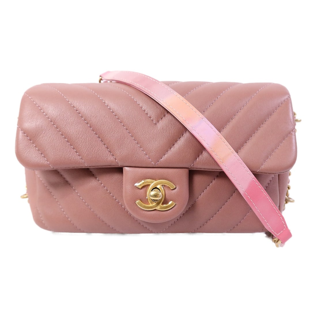 CHANEL A57106 Pink Lambskin CC Chain Shoulder Bag (1 of 16)