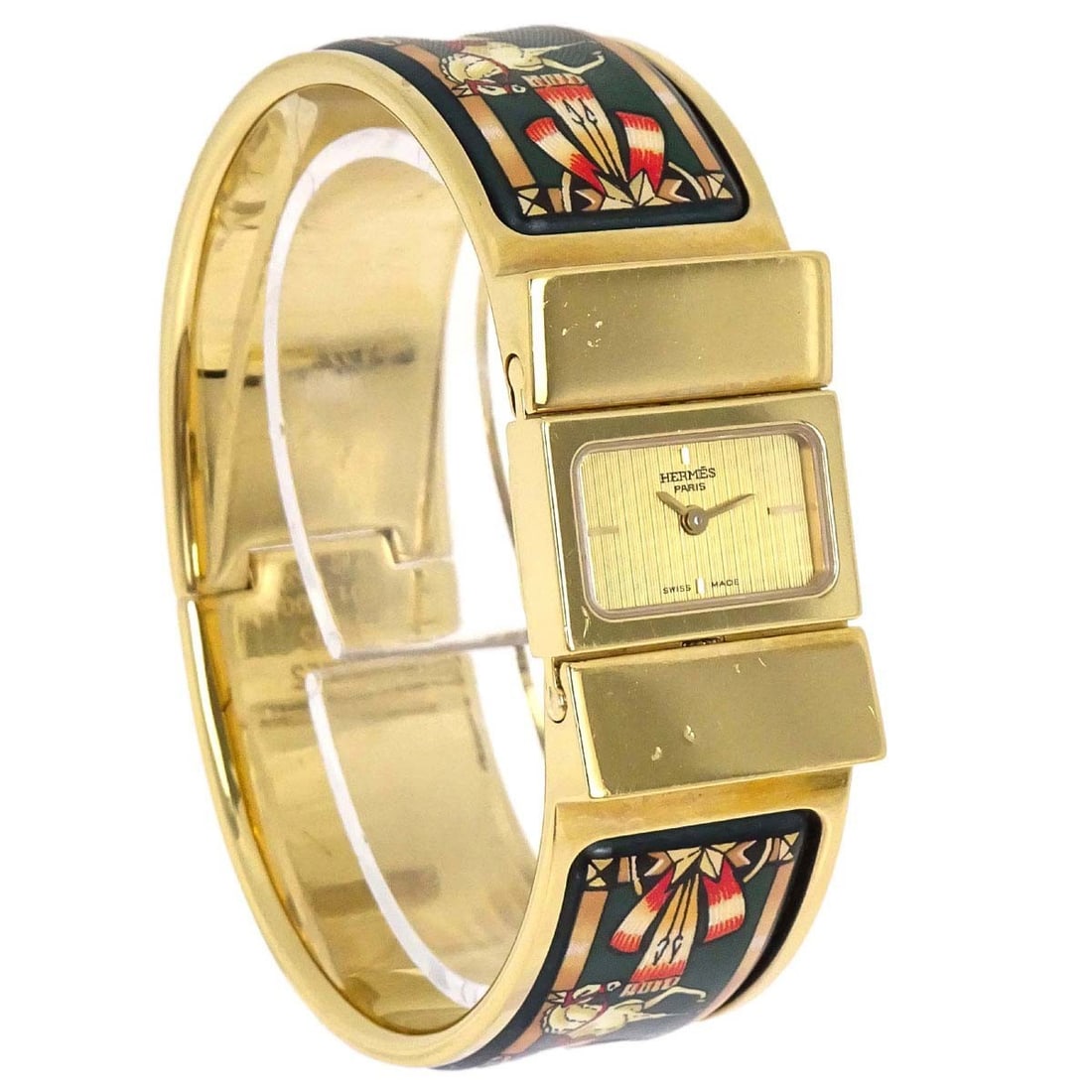 Hermes Loquet L01.201 Women's Gold Plated Bracelet Wristwatch: Hermes Loquet L01.201 Women's Gold Plated Bracelet Wristwatch Hermes Loquet wristwatch with a quartz movement and analog display. This women's watch features a casual classic design with a gold-tone l