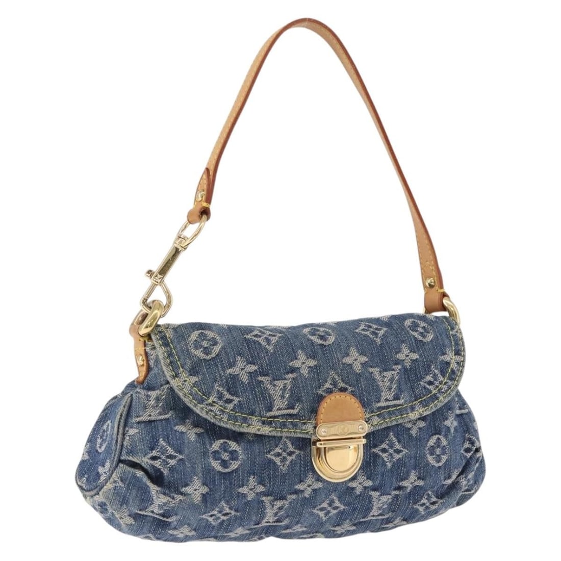 Louis Vuitton M95050 Mini Preity Blue Monogram Denim Shoulder Bag: Louis Vuitton M95050 Mini Preity Blue Monogram Denim Shoulder Bag Louis Vuitton Monogram Denim Mini Preity shoulder bag in blue Monogram Denim Canvas. This women's shoulder bag is made in Spain and in