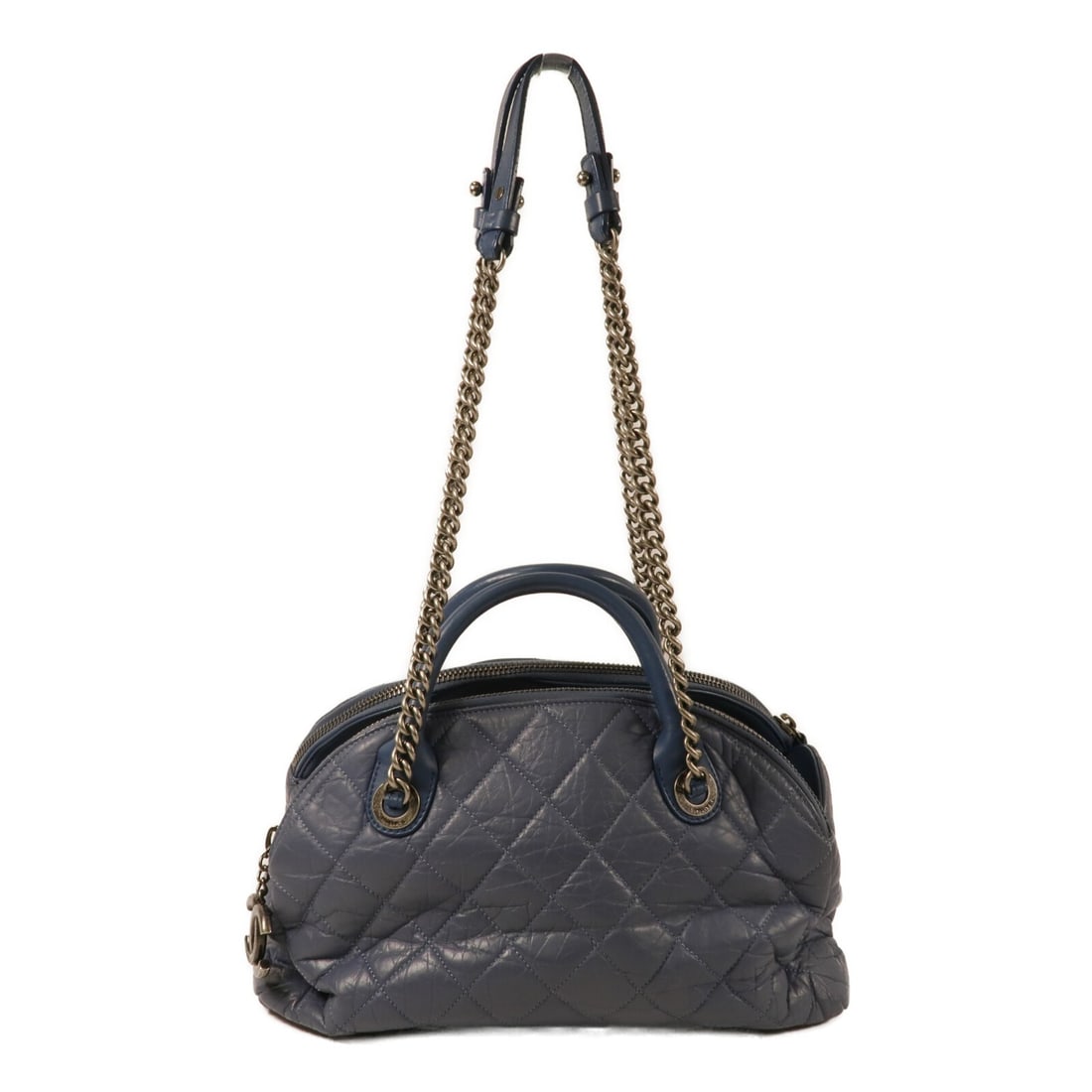 CHANEL CC Blue Calfskin 2 Way Shoulder Bag with Chain SHW: CHANEL CC Blue Calfskin 2 Way Shoulder Bag with Chain SHW Chanel CC SHW 2-way chain shoulder bag in blue calfskin leather. Designed for women, this bag includes storage bags, a hologram sticker, and a
