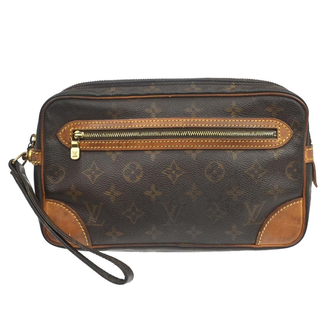 Louis Vuitton Marly Dragonne GM Monogram Clutch Purse M51825: Louis Vuitton Marly Dragonne GM Monogram Clutch Purse M51825 Vintage Louis Vuitton Marly Dragonne GM clutch bag in brown Monogram canvas with leather trim. This unisex clutch features a zipper pocket 